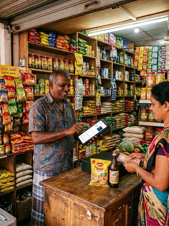 Shopkeeper using youShop to ring up a sale